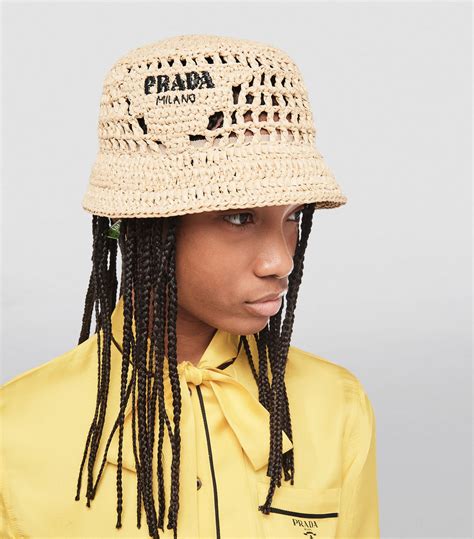 crochet hat prada|Prada crochet bucket hat.